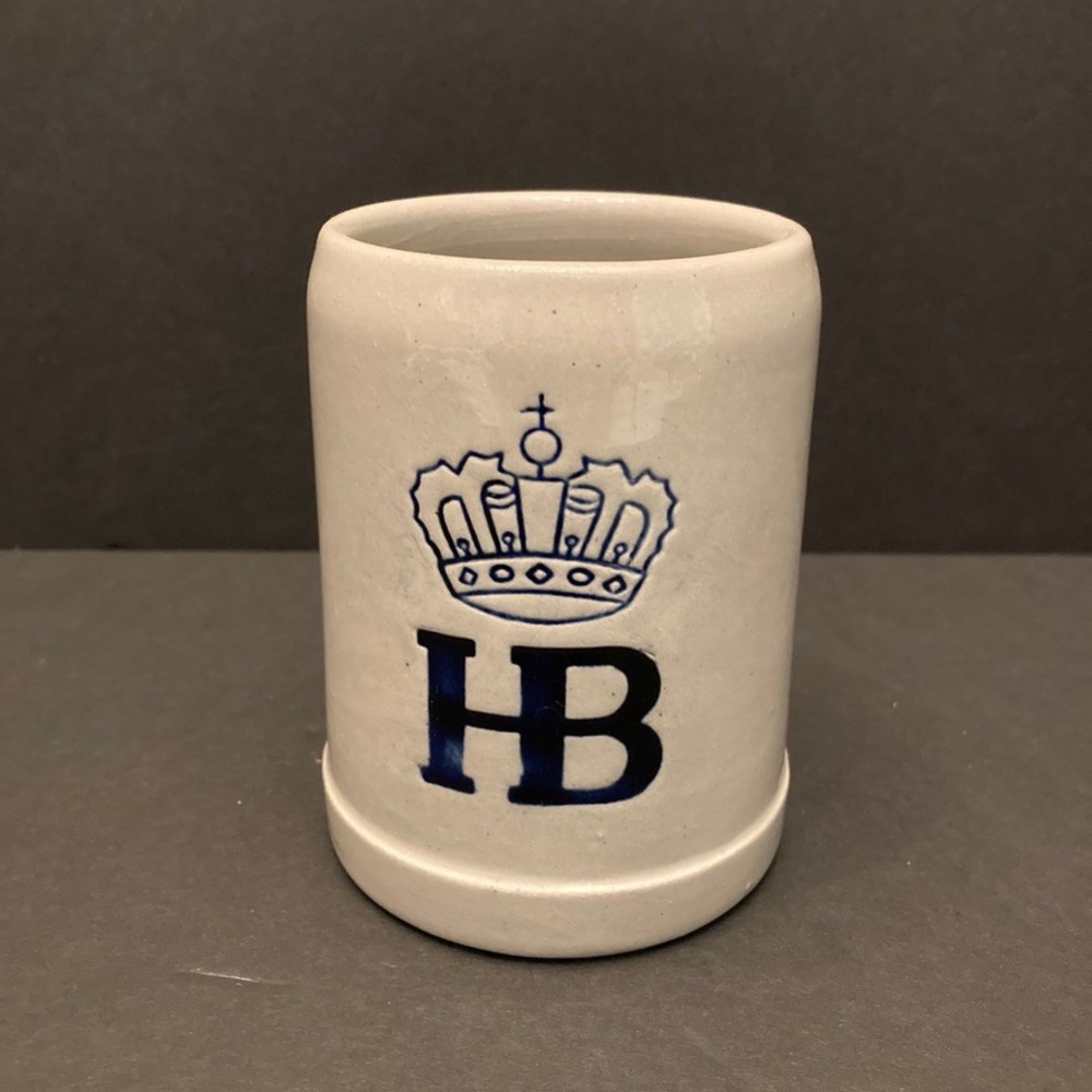 Vintage HB‎ Hofbräuhaus Salt Glaze Stoneware .25 Liter Mug West Germany 4"